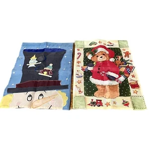 (2) Weihnachten Hof Flaggen/Banner Nylon Bär & Schneemann 12,25" x 17,75" Jetmax - Bild 1 von 24