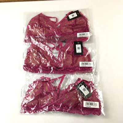 Lot of 3 Fredericks of Hollywood Bralette Women's 1X Caroline Floral Lace NEW! - Image 1 of 4