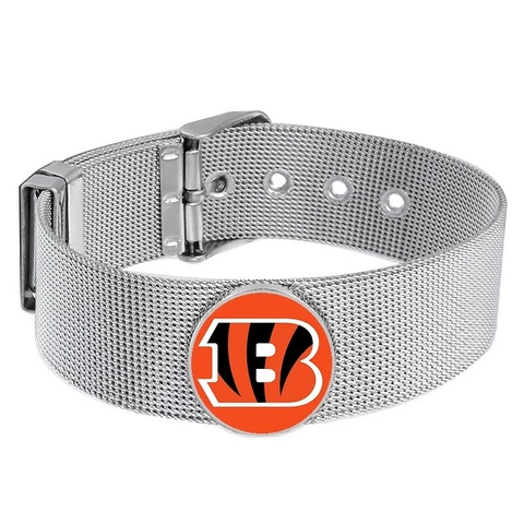 Cincinnati Bengals Mens Womens Silver Adjustable Bracelet w Gift Pkg D6 Cover