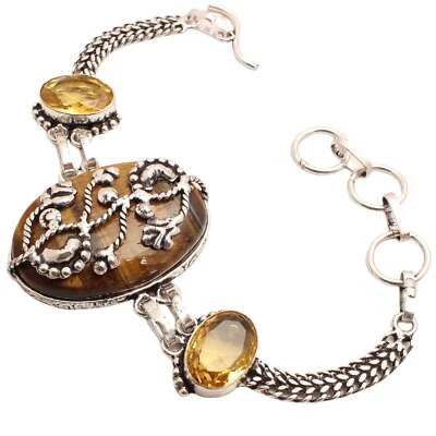 Tigerauge Edelstein Versilbert Armband Handmade Schmuck Geschenk 24 G BR-798 - Bild 1 von 3