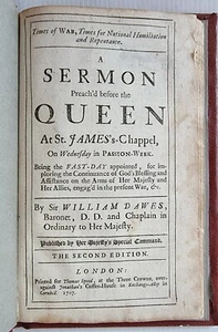 1707 /A SERMON PREACHED BEFORE THE QUEEN /WILLIAM DAWES / 2ND EDITION /BIBLE INT - Picture 1 of 7