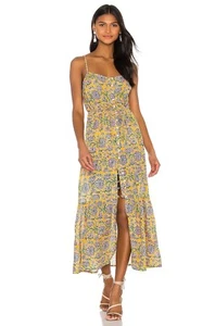 CLEOBELLA Mindy Floral Sleeveless Button Front Midi Dress in Saffron XS $248 - Picture 1 of 9