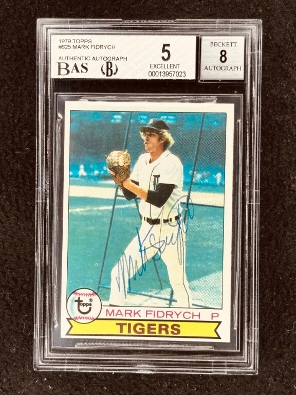 Mark Fidrych autographed signed Detroit Tigers 1979 Topps card BGS grade 5 BAS 8 - Image 1 of 2