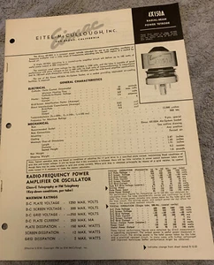 Eitel-McCullough Eimac 4X150A Radial-Beam Power Tetrode Tube Data Sheet 1954 - Picture 1 of 1