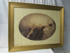 EVE Reclining Female Nude Print ~ Copyright 1928 L Icart, Paris ~ Oval Shaped - Picture 1 of 11
