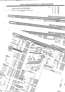 1973 1974 1975 1976 FORD THUNDERBIRD BODY PART LIST PART NUMBERS CRASH SHEETS ** - Bild 1 von 1