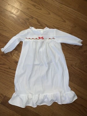 Vintage ALEXIS Sweetheart Red Rose Christening Smocked Embroidery Gown  ❤️tb5m16 - Image 1 of 3
