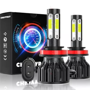 2X H11 LED Headlight Super Bright Bulbs Kit 10000K HI-LOW BEAM Ultra White Lamps - Picture 1 of 11