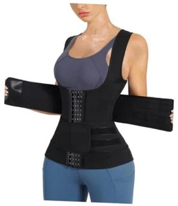 Womens' Sauna Sweat Vest Weight Loss Workout Waist Trainer Large Black - Picture 1 of 6