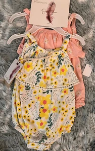 2 Jessica Simpson Baby Girl Sleeveless Floral Rompers, 3-6 Months - Picture 1 of 4