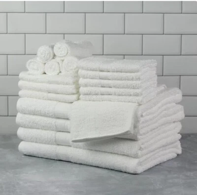 Juego de toallas de baño y mano de algodón Mainstays Terry usadas 30 piezas - blanco Foto 1 de 4