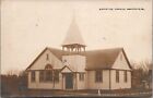Brooklyn IA~Wide Open Belltower~Christian Church~Fanlight Window~1910 Sepia RPPC