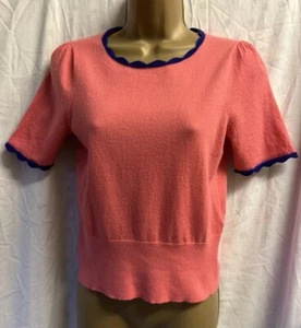 L K Bennett Pink Clover 100 % Wool Size M Soft Knit S/S Cottage Jumper Y2K Top - Picture 1 of 15