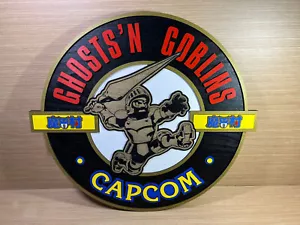 BIG SIZE - Poster logo Ghosts n Goblins su legno espositore da parete Genesis Snes - Foto 1 di 15