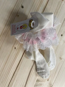 NWT Lid’l Dollys socks Girls Lace Ruffle Pink 6-8 SI29 - Picture 1 of 3