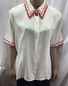 Suburbans Damen Bluse 16 elfenbein mit rotem Besatz 100% Viskose MFC230825/TP1 - Bild 1 von 9