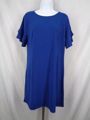 Bob Mackie QVC Blue Ruffle Tiered Sleeve Dress Size SP Small Petite New - Image 1 of 4