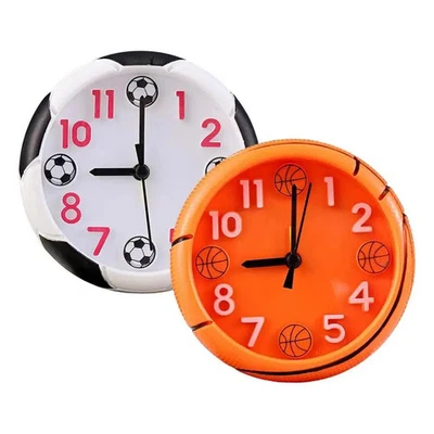 Reloj despertador analógico con forma de baloncesto de fútbol sin tick No S Foto 1 de 4
