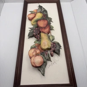 Kevin O’Gara 1995 3D Obst Wandbild gerahmt geschichtet Papier Dekor 15x7” - Bild 1 von 8