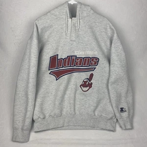 Vintage 1995 Starter Cleveland Indians Sweater Mens Extra Large Gray Logo Hoodie - Picture 1 of 15
