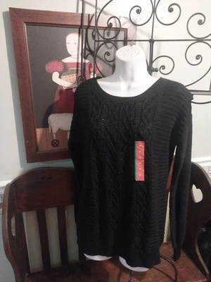 SUÉTER MOSSIMO NEGRO PATRÓN CABLEKNIT JERSEY TALLA M PUNTO LAVABLE Foto 1 de 4