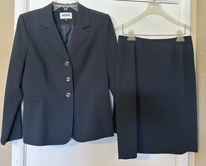Kasper Skirt Suit Set Size 8P Navy 2-Piece Blazer Jacket - Picture 1 of 6