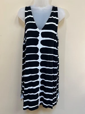 Vestido Marimekko X Target Mujer Pequeño Blanco Negro Sin Mangas Monocromo Rayón Mod Foto 1 de 4