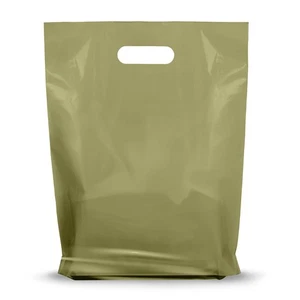100 Pack 9" x 12" with 1.25 mil Thick - Olive Merchandise Plastic Shopping Bags - Picture 1 of 7