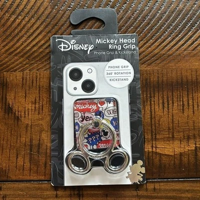 Empuñadura de anillo de cabeza de Mickey Disney - Empuñadura de teléfono y soporte - Nueva en paquete Foto 1 de 2