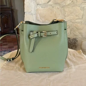 Michael Kors Emilia Small Leather Bucket Crossbody Bag Messenger Light Sage NWT - Picture 1 of 8