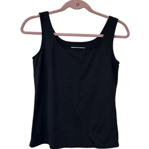 White House Black Market Womens Sz Small Black Lined Square Neck Tank Top Basic - Picture 1 of 4
