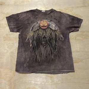 Delta Pro Weight Happy Halloween Mens Brown Scary Pumpkin Head Graphic Tee L - Picture 1 of 6