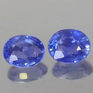 0.76CT EXCEPTIONAL VVS PAIR OVAL HEATED ONLY CEYLON BLUE SAPPHIRE NATURAL - Picture 1 of 3