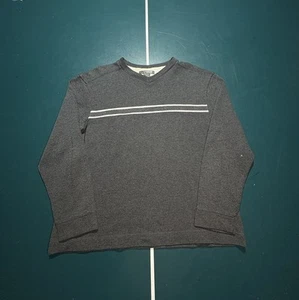 Vintage Y2K Crewneck Sweatshirt Mens M Gray Stripe 90s Y2K Skater Grunge Surf - Picture 1 of 10