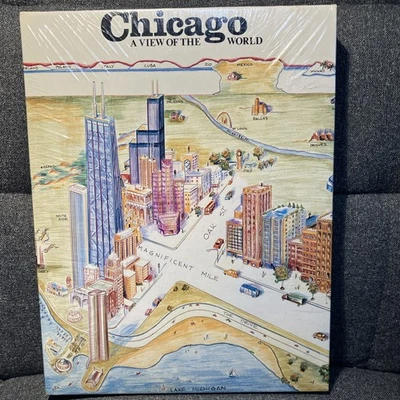 Vtg 1986 Chicago View Of The World Harvey Hutter sealed  jigsaw puzzle 18x24 500 - Image 1 of 4