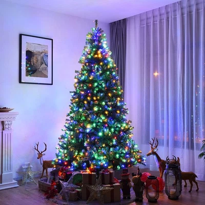 Árbol de Navidad artificial preiluminado de 8 pies con bisagras premium con 750 luces LED y soporte Foto 1 de 4