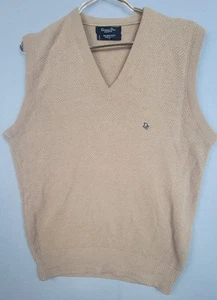 Vintage Christian Dior Monsieur Sweater Vest Men Size Large Tan Made In USA - Picture 1 of 8