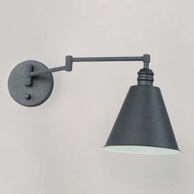 Maxim Lighting Library 1 灯壁灯水平摆臂,黑色 - 12220BK — 第 1/2 张图片