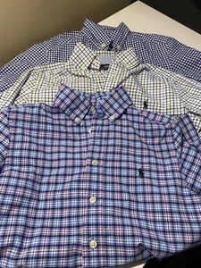 Lot Of 3 Ralph Lauren Youth Size 8 Plaid Long Sleeve Button Up Shirt Boys - Picture 1 of 7