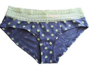 Victoria's Secret panty low-rise hiphugger gray/green polka dot lace logo waist - Picture 1 of 8