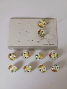 Vintage 10 Glass Paperweight Buttons 1945-1949 Germany 1/2 Inch Flower Daisy - Picture 1 of 13