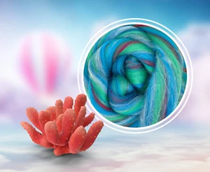 Merino Stellina roving, wool top, 100 g, Under the sea - Picture 1 of 2