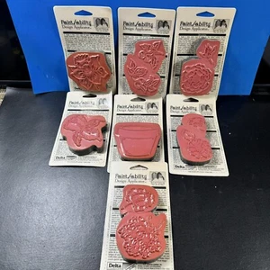 Retired Hobby Lobby Rubber Stamps Lot of 7 Plants Garden Flowers Paint Ability - Picture 1 of 11