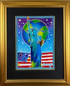 PETER MAX - Peace on Earth II - Mixed Media w/Acrylic,  Lady Liberty OOAK - Picture 1 of 3