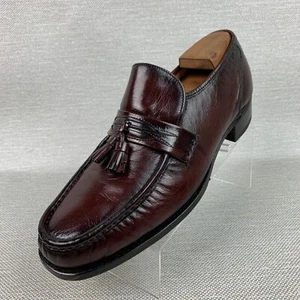 Florsheim Loafers Burgundy Leather Tassel Apron Round Toe Shoes Size 9.5C - Picture 1 of 11