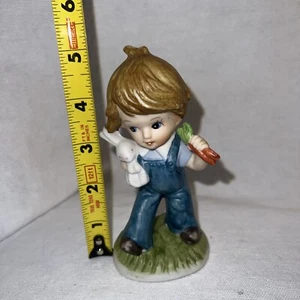 Vintage Homco Little Boy Holding a Bunny and Carrot Figurine  - Picture 1 of 8