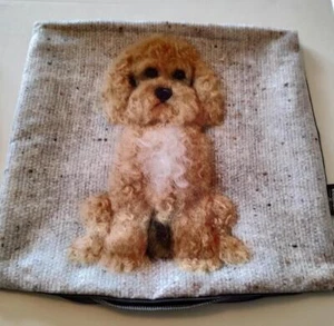 Cockapoo Dog Vegan Suede Cushion Cover ONLY No FILL Made in United Kingdom - Picture 1 of 2