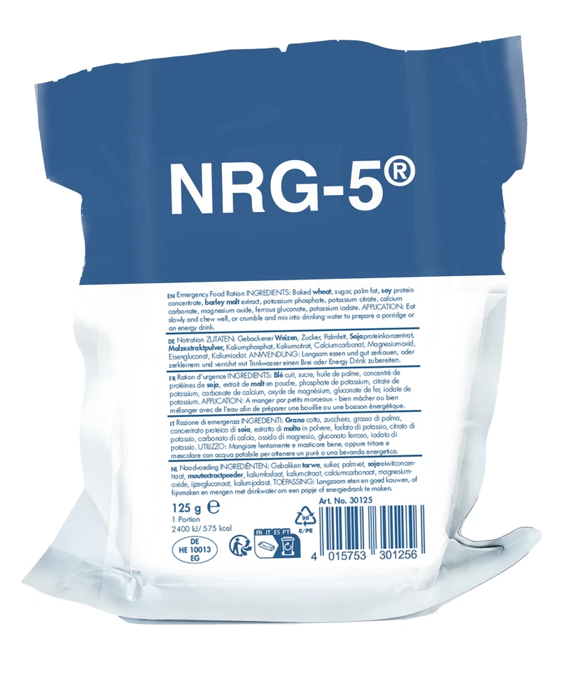 NRG-5 Notration 125 g – Notverpflegung BW, laktosefrei & vegan, energiereich