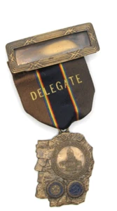 1940 Old Man Of the Mountain NH American Legion Badge Medal Ribbon ID Name Tag - Picture 1 of 7