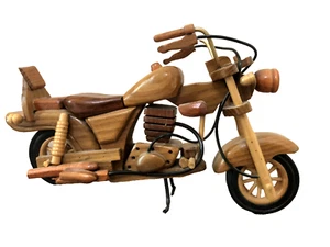 Harley Davidson Wooden Motorcycle Model, handcrafted , Beautiful Finish Vintage - Picture 1 of 12